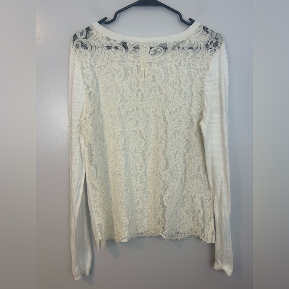 CAbi Ivory White Sophia Lace Back Long Sleeve Top/Sweater Size Medium - Picture 3 of 10
